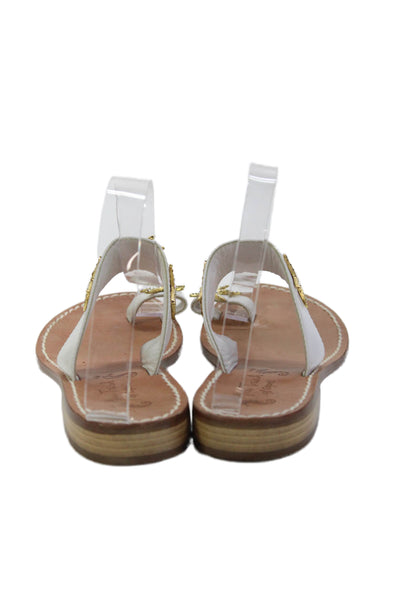 Miss Trish of Capri Womens Leather Jeweled Sandals White Size 37 7
