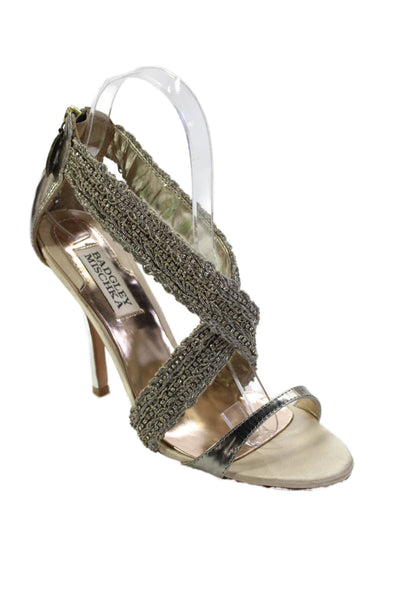 Badgley Mischka Open Toe Strappy Stiletto Sandals Gold Size 6.5