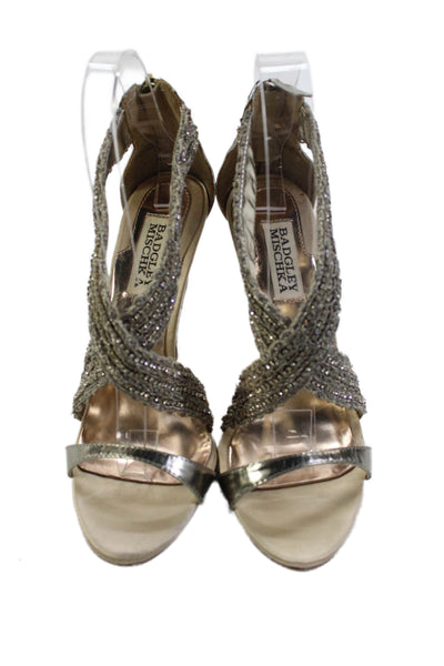 Badgley Mischka Open Toe Strappy Stiletto Sandals Gold Size 6.5