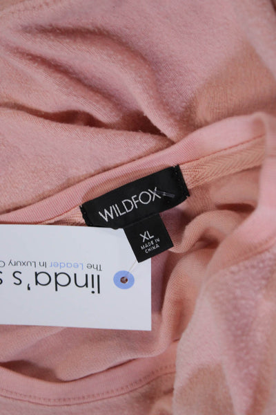 Wildfox Women Pullover Pink Cotton Spandex Long Sleeve Round Neck Size XL