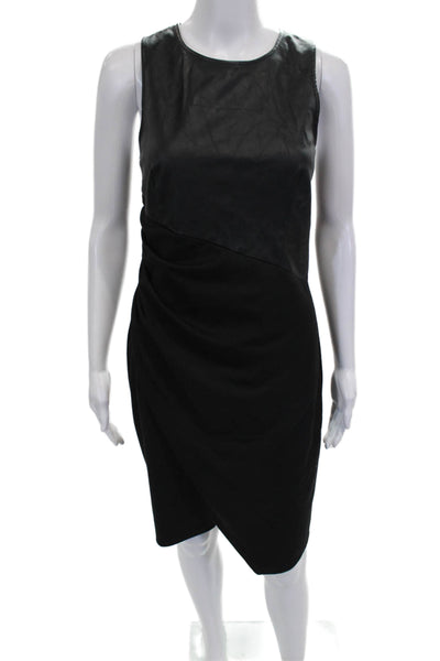 Jay Godfrey Women Black Sheath Dress Sleeveless Round Neck Zip Short Size 8