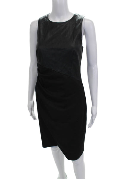 Jay Godfrey Women Black Sheath Dress Sleeveless Round Neck Zip Short Size 8