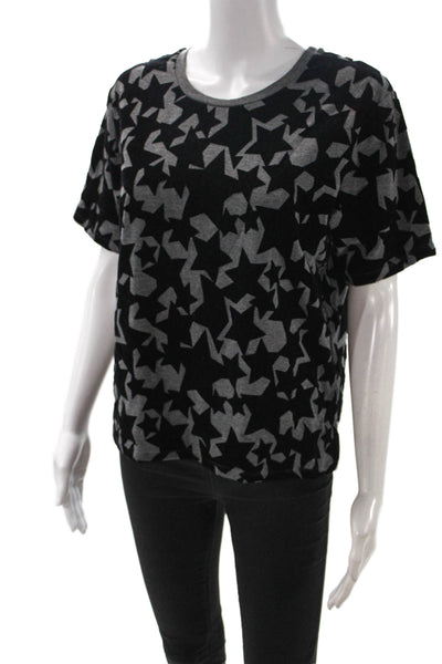 Maje Womens Basic Geometric Rayon Round Neck Short Sleeve T-Shirt Black Size 3