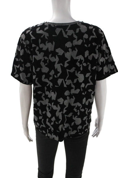 Maje Womens Basic Geometric Rayon Round Neck Short Sleeve T-Shirt Black Size 3