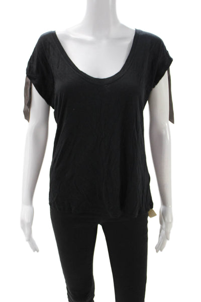 Society For Rational Dress Womens V-Neck T-Shirt Black Micromodal Size S
