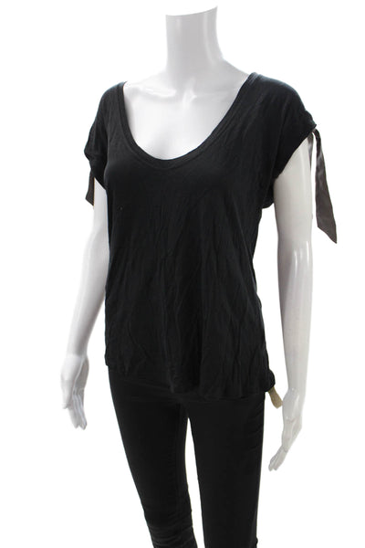 Society For Rational Dress Womens V-Neck T-Shirt Black Micromodal Size S