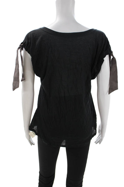 Society For Rational Dress Womens V-Neck T-Shirt Black Micromodal Size S