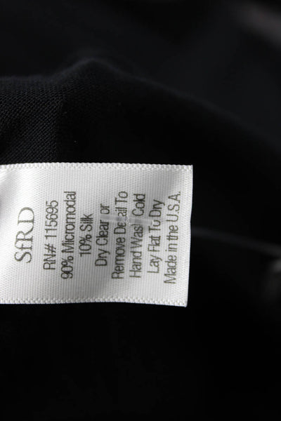 Society For Rational Dress Womens V-Neck T-Shirt Black Micromodal Size S