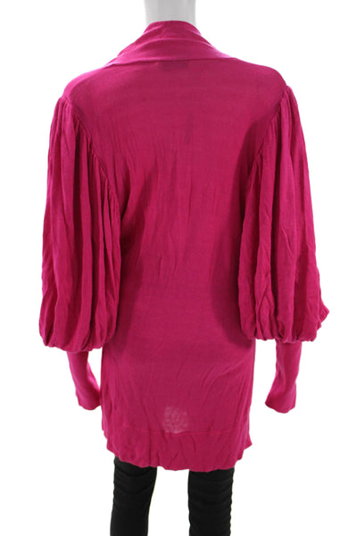 Byron Lars Women Cardigan Pink Viscose V-Neck Long Sleeve Size L