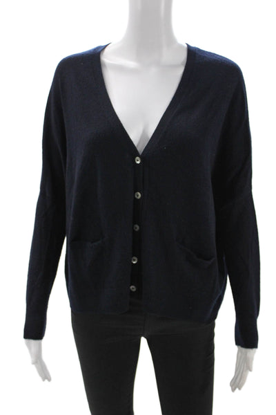 Vince Women Cashmere V-Neck Blue Cardigan Sweater Long Sleeve Size XS