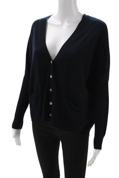 Vince Women Cashmere V-Neck Blue Cardigan Sweater Long Sleeve Size XS