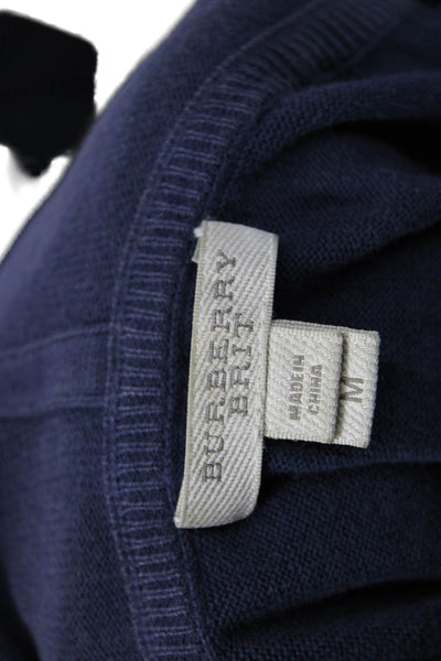 Burberry Brit Womens Full Zip Cotton Sweater Blue Size M