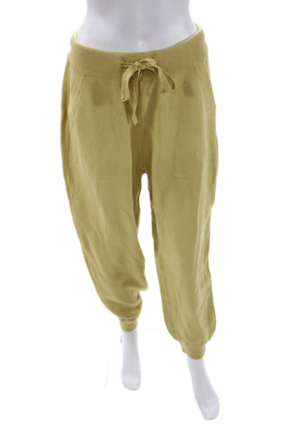 Caara Women Jogger Yellow Acrylic Drawstring Size L
