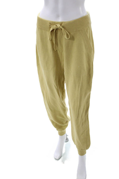 Caara Women Jogger Yellow Acrylic Drawstring Size L
