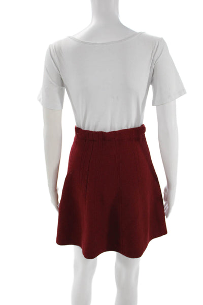 Zara Basic Women Red Skater Skirt Mini Rayon Spandex Pull On Size M