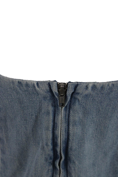 Urban Revivo Womens Sleeveless Square Neck Cotton Mini Dress Blue Zip Size 6