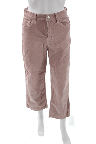 7 For All Mankind Womens Cropped Corduroy Pants Pink Size 27