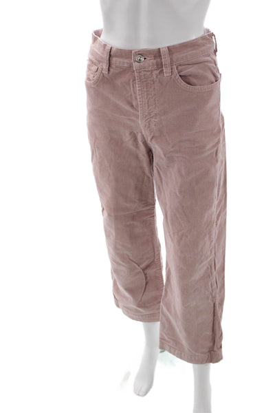 7 For All Mankind Womens Cropped Corduroy Pants Pink Size 27
