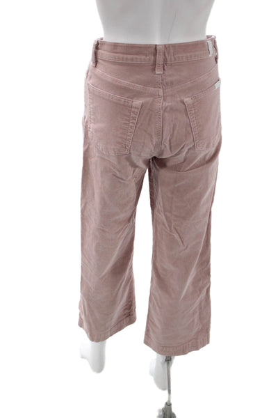 7 For All Mankind Womens Cropped Corduroy Pants Pink Size 27