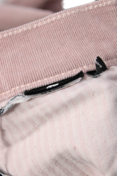 7 For All Mankind Womens Cropped Corduroy Pants Pink Size 27