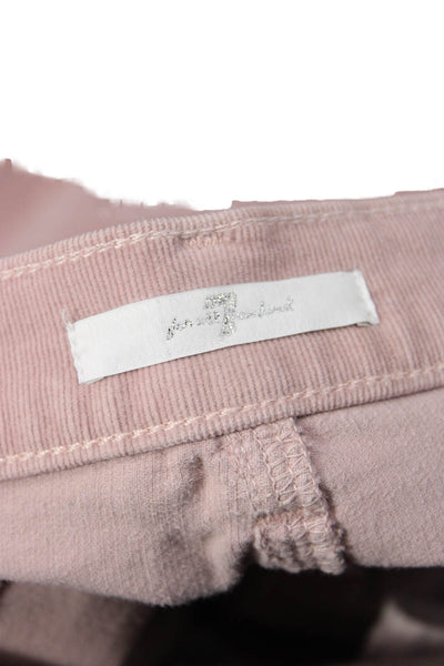 7 For All Mankind Womens Cropped Corduroy Pants Pink Size 27