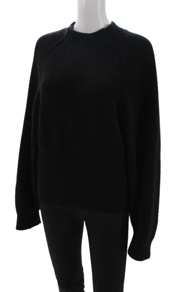 COS Women Wool Mock Neck Pullover Black Long Sleeve Size S
