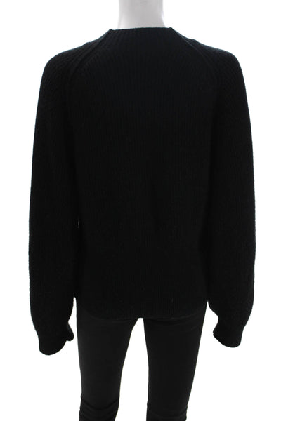 COS Women Wool Mock Neck Pullover Black Long Sleeve Size S