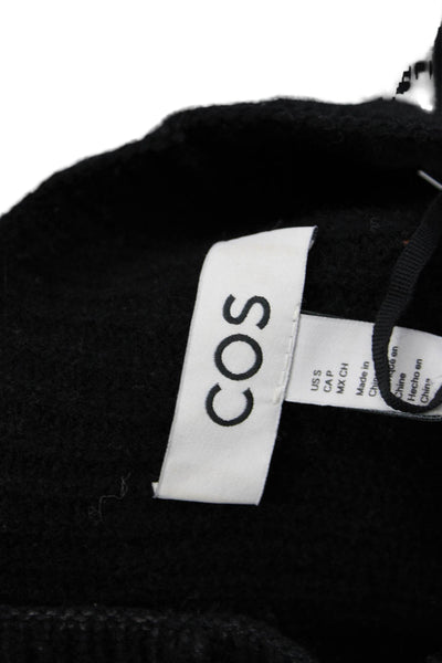 COS Women Wool Mock Neck Pullover Black Long Sleeve Size S