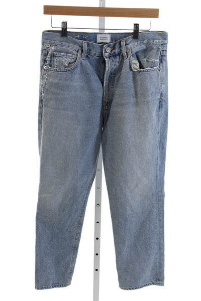 Citizens of Humanity Women Straight Jeans Blue Mid-Rise Button Cotton Size 29