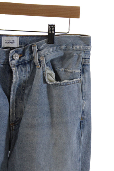 Citizens of Humanity Women Straight Jeans Blue Mid-Rise Button Cotton Size 29