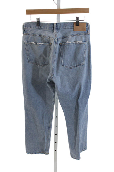 Citizens of Humanity Women Straight Jeans Blue Mid-Rise Button Cotton Size 29