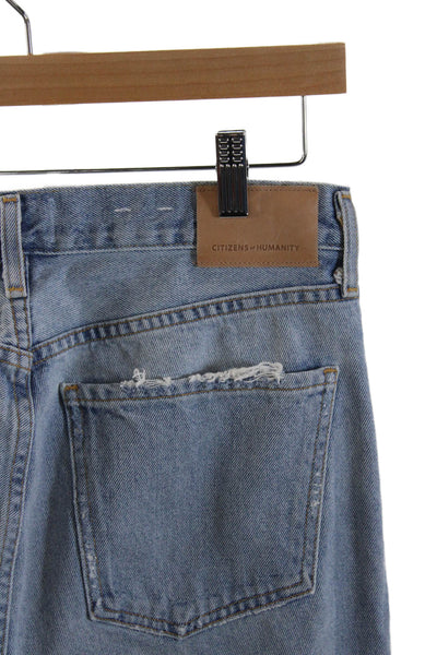 Citizens of Humanity Women Straight Jeans Blue Mid-Rise Button Cotton Size 29