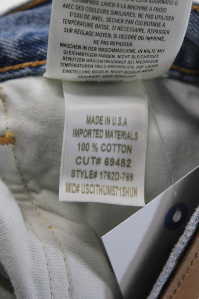 Citizens of Humanity Women Straight Jeans Blue Mid-Rise Button Cotton Size 29