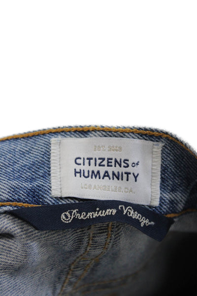 Citizens of Humanity Women Straight Jeans Blue Mid-Rise Button Cotton Size 29