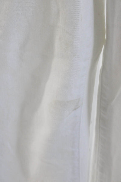Paige Womens Cropped White Jeans Button Mid Rise Cotton Blend Size 28