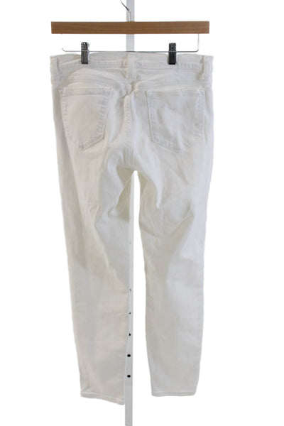 J Crew Women Skinny Jeans White Mid-Rise Cotton Blend Button Size 28