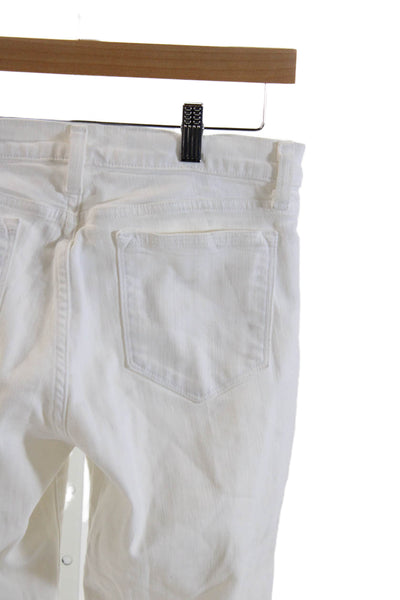 J Crew Women Skinny Jeans White Mid-Rise Cotton Blend Button Size 28