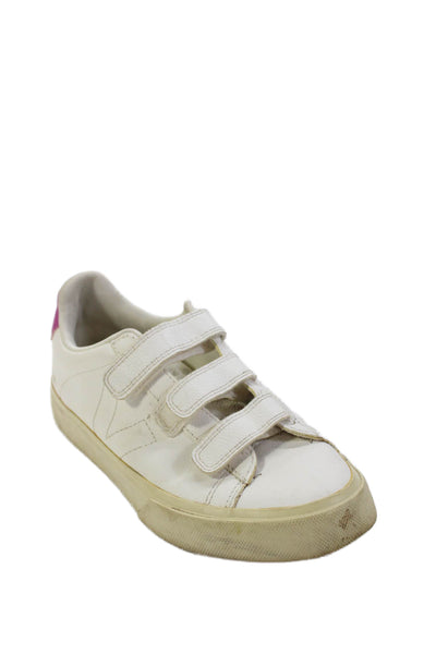Veja Womens Leather Low Top Walking Sneakers White Pink Size 7