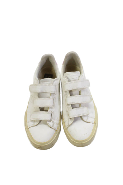 Veja Womens Leather Low Top Walking Sneakers White Pink Size 7