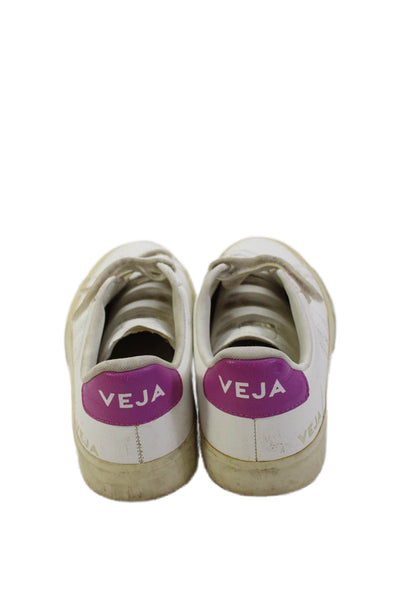 Veja Womens Leather Low Top Walking Sneakers White Pink Size 7