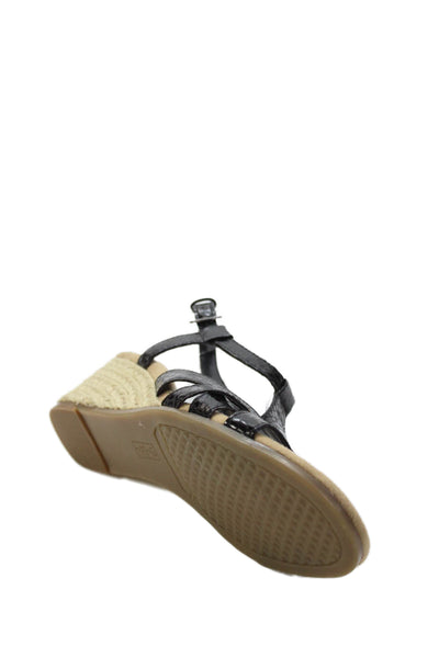 Aerosoles Womens Snakeskin Print Espadrille Wedge Sandals Black Size 8