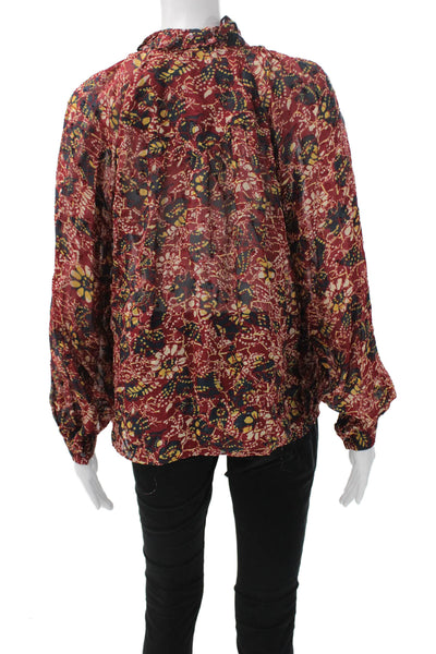 Ba&Sh Women Basic Blouse Multicolor Viscose High Neck Long Sleeve Size XS