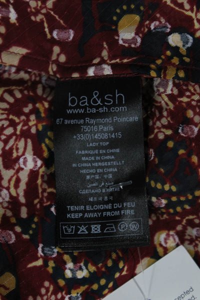 Ba&Sh Women Basic Blouse Multicolor Viscose High Neck Long Sleeve Size XS