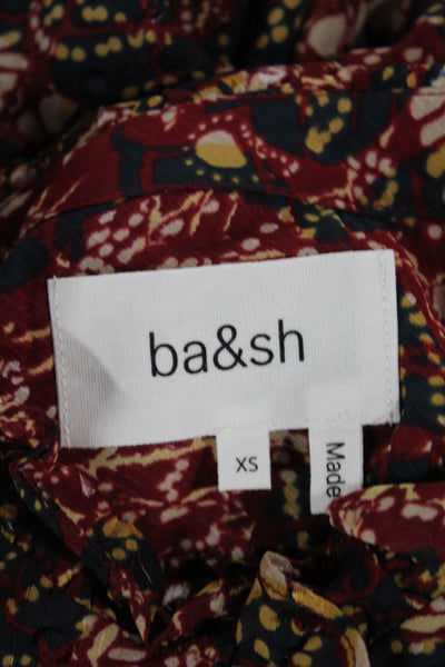 Ba&Sh Women Basic Blouse Multicolor Viscose High Neck Long Sleeve Size XS