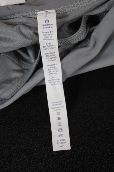 Lululemon Women Athletic White Abstract Polyester Zip Shorts Size 4