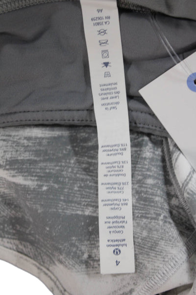 Lululemon Women Athletic White Abstract Polyester Zip Shorts Size 4