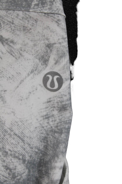 Lululemon Women Athletic White Abstract Polyester Zip Shorts Size 4
