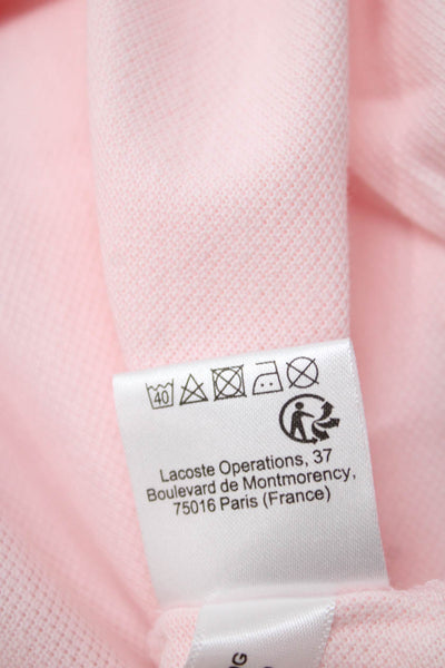 Lacoste Girls Short Sleeve Collared Polo Shirt Cotton Pink Size 14