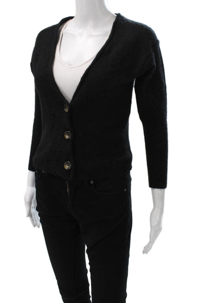 Free People Womens Black Cashmere V-Neck Cardigan Long Sleeve Size XS