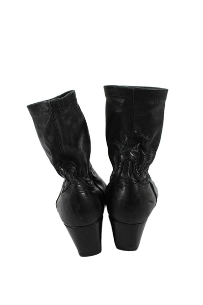 Warren Edwards Womens Leather Pointed Toe Cowboy Ankle Boots Black Size 38 8
